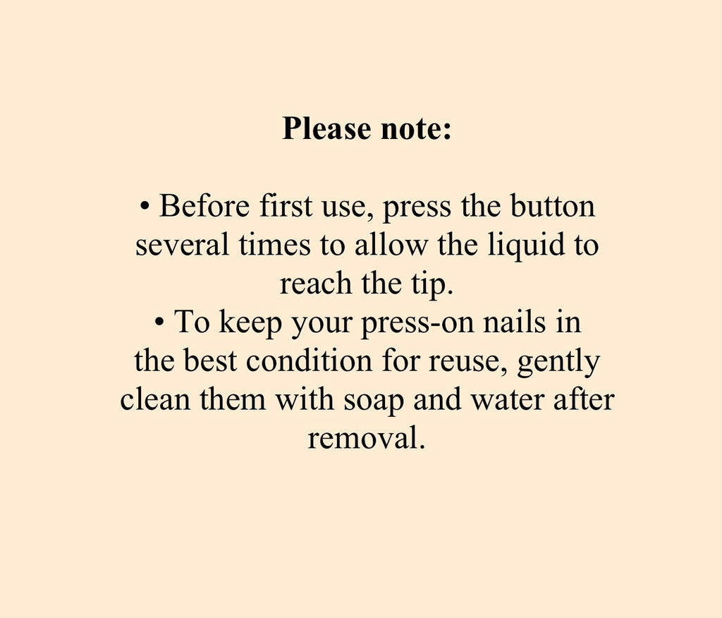 Instructions for press-on nails on a beige background