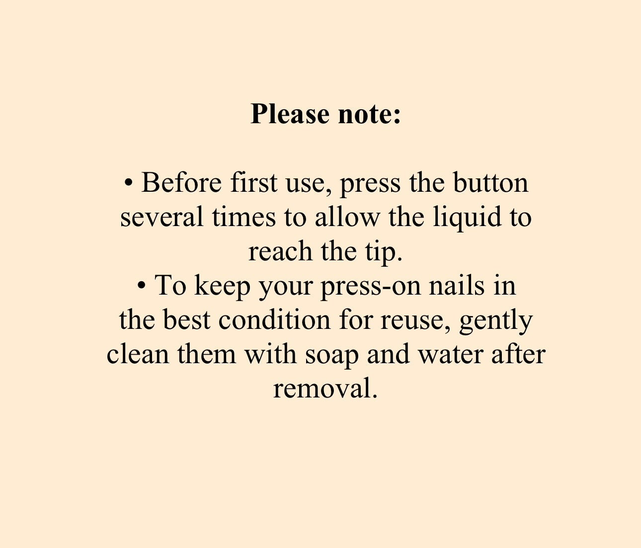 Instructions for press-on nails on a beige background