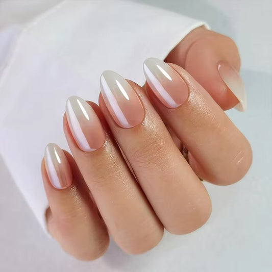 Nail art with a gradient classy clawture press on nails design on a neutral background