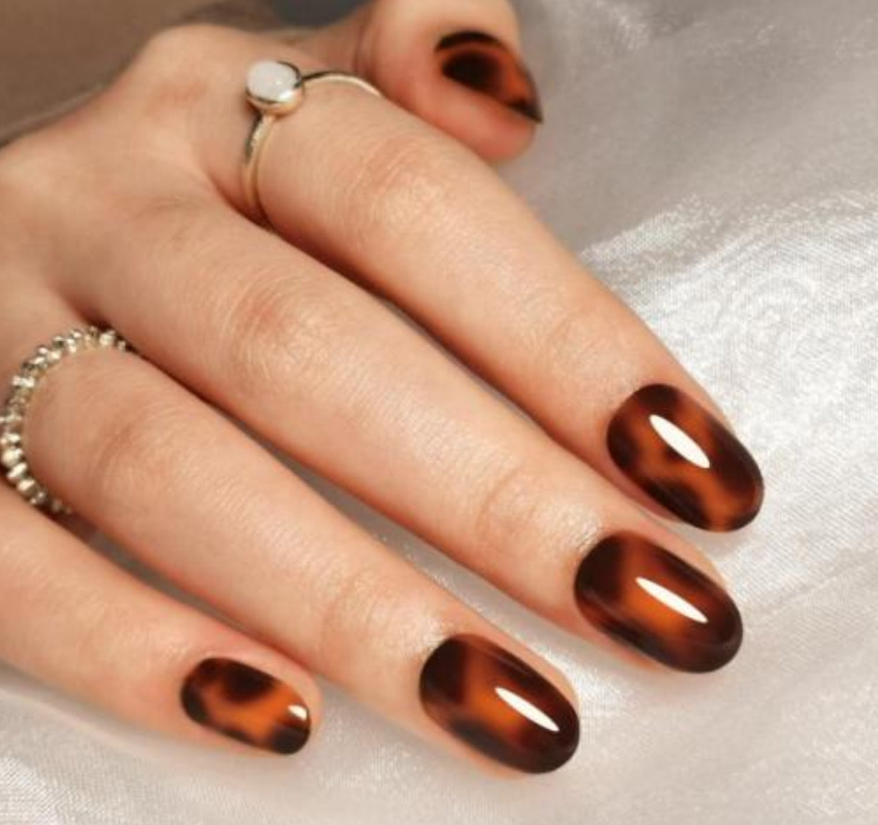 Hand with clawture spirit animal press on nails on a neutral background