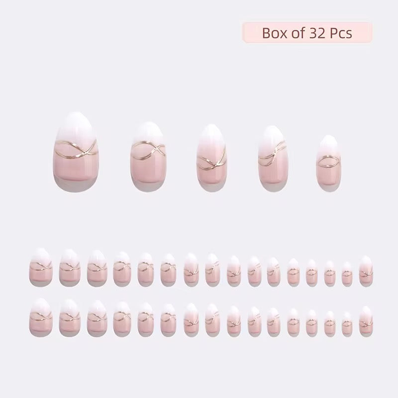 Set of Clawture Luxury Lines pink nail with silver accents on a white background