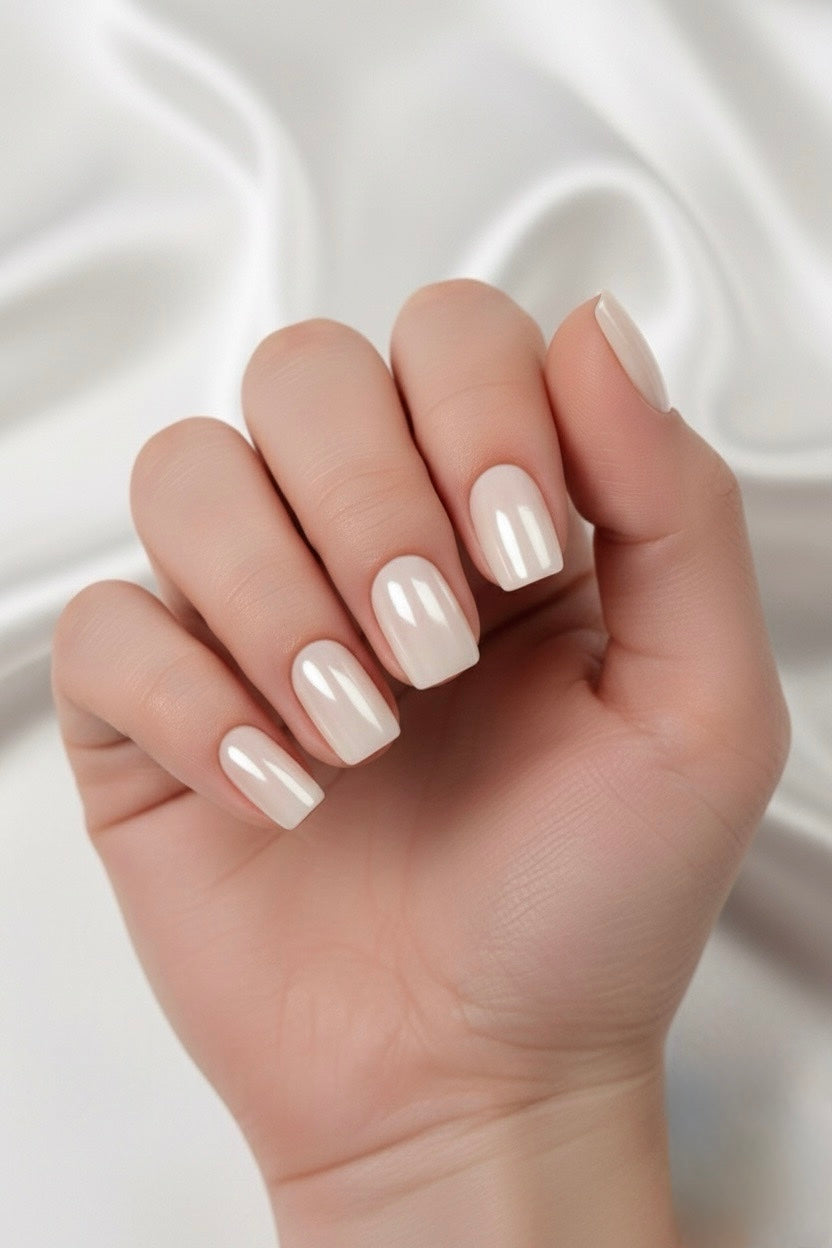 hand with perla clawture press on false nails square shape medium lenght 